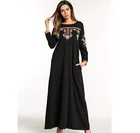 Casual Polyester Embroidered Long Sleeve Muslim Dress For Women