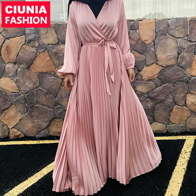 6377# Eid Solid Color Wrap Long Sleeve Maxi Dress Summer Modest Wear Satin Abaya Dress For Muslim Women, Pink/black/beige/green/mint/ purple
6377# Eid Solid Color Wrap Long Sleeve Maxi Dress Summer Modest Wear Satin Abaya Dress For Muslim Women, Pink/black/beige/green/mint/ purple