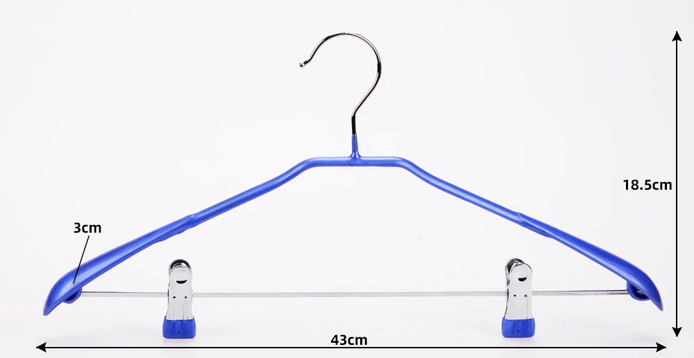 Manufactory direct non slip PVC coated metal pants trouser hanger with clips for clothing