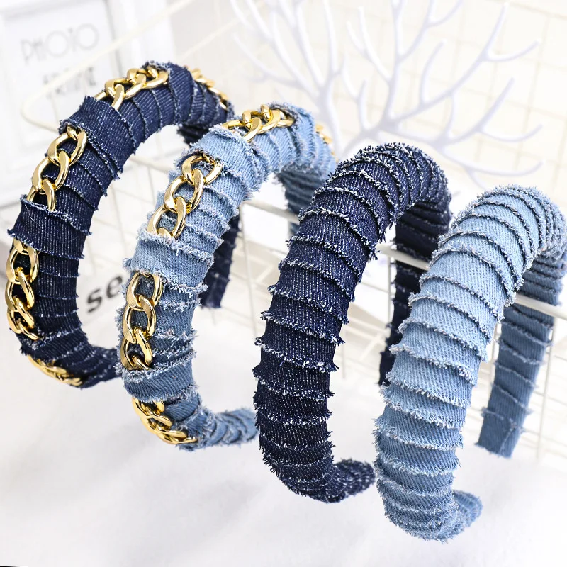 Denim art hairband factory direct sales creative new thick winding sponge headband chain headband, Picture
Denim art hairband factory direct sales creative new thick winding sponge headband chain headband, Picture