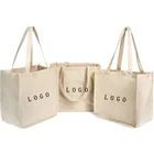 Custom printed recycle plain organic cotton canvas tote bag bulk large reusable canvas cotton shopping bag with logo