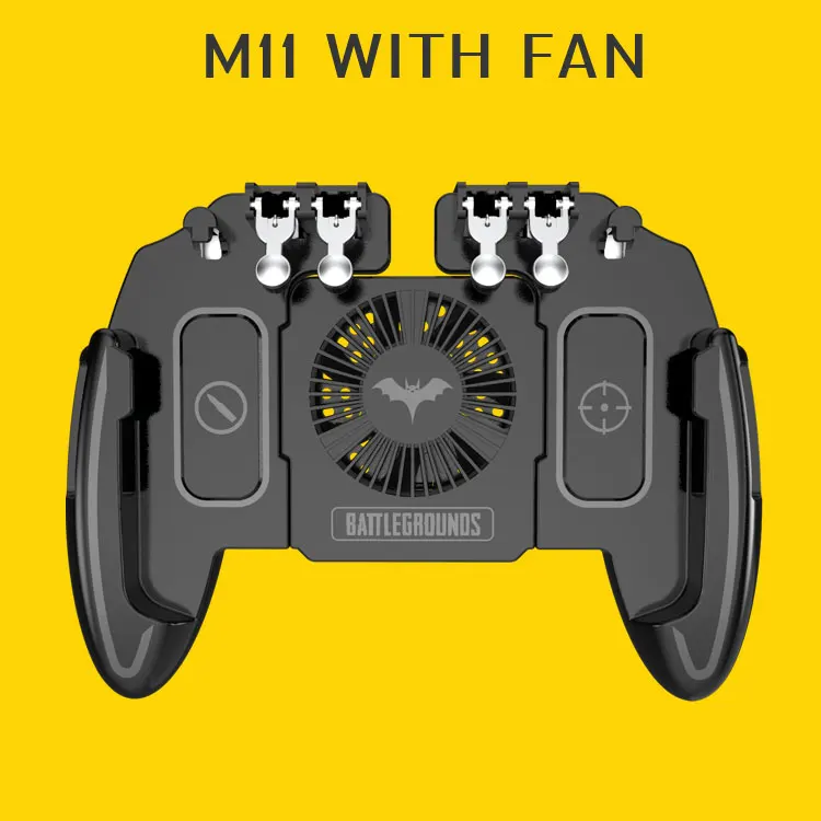 M11 gamepad 6 fingers Epic Games holder with cooling fan for phone metal trigger button to fire and aim, Black
M11 gamepad 6 fingers Epic Games holder with cooling fan for phone metal trigger button to fire and aim, Black