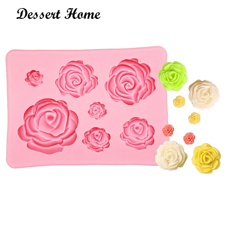 

D1023 DIY 3D Rose Sugarcraft Silicone Fondant Mold Wedding Cake Decorating Tools flower Resin Clay Gumpaste Molds, Pink