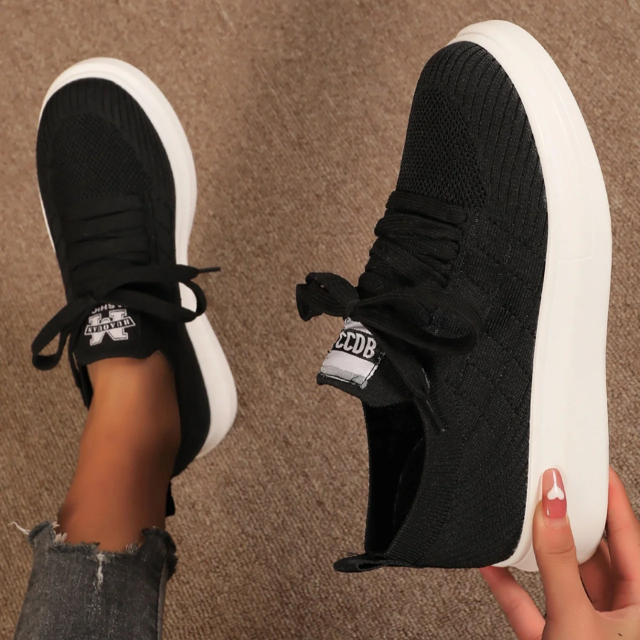 Female Platform Sports Casual Simples Shoes Fly Knit Sneakers Lace Up Shoes For Women, Black, grey,white
Female Platform Sports Casual Simples Shoes Fly Knit Sneakers Lace Up Shoes For Women, Black, grey,white