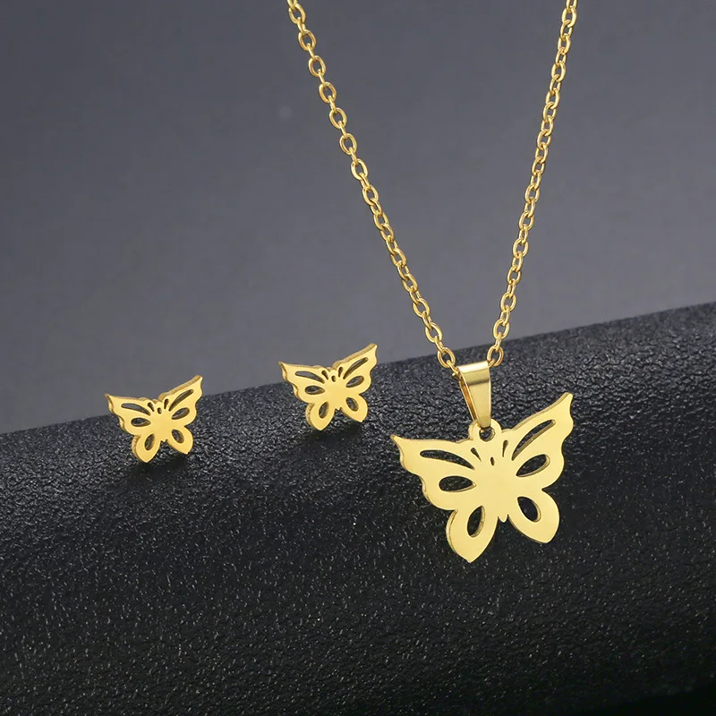 Amazon Best Selling 18K Gold Plated Stainless Steel Butterfly Necklace Trendy Butterfly Jewelry Set For Women Girl
Amazon Best Selling 18K Gold Plated Stainless Steel Butterfly Necklace Trendy Butterfly Jewelry Set For Women Girl