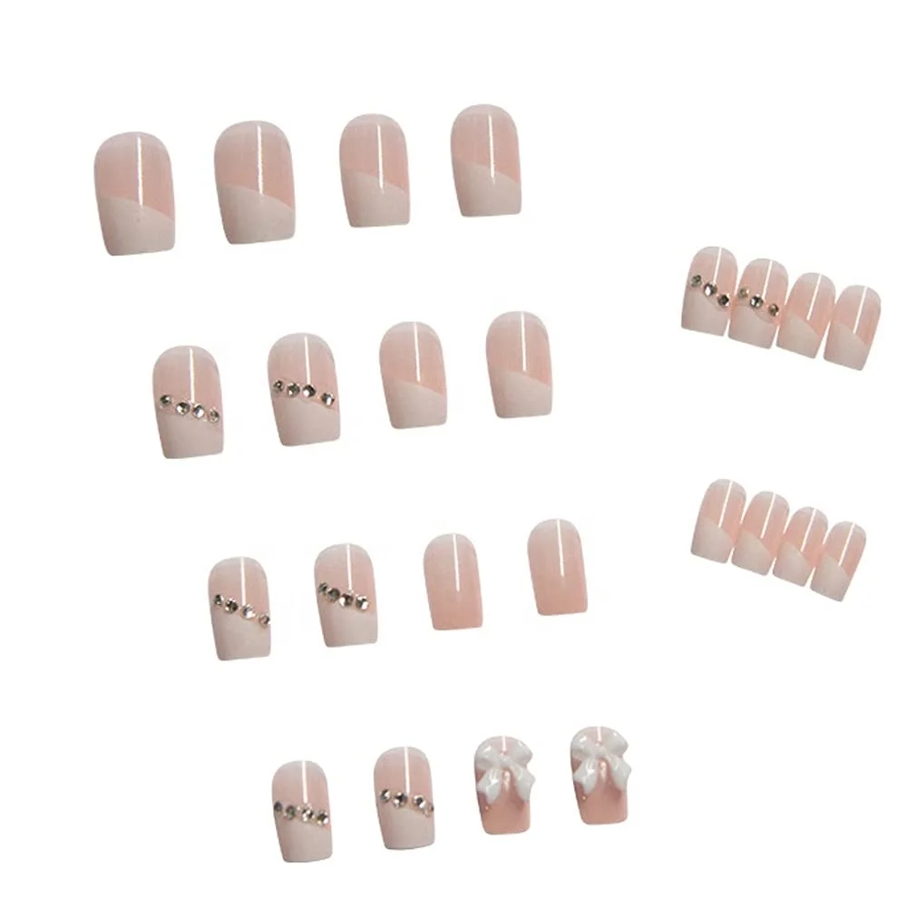 Wholesale 24 pcs white bowknot diamond pink professional press on nails false artificial nail tips
Wholesale 24 pcs white bowknot diamond pink professional press on nails false artificial nail tips