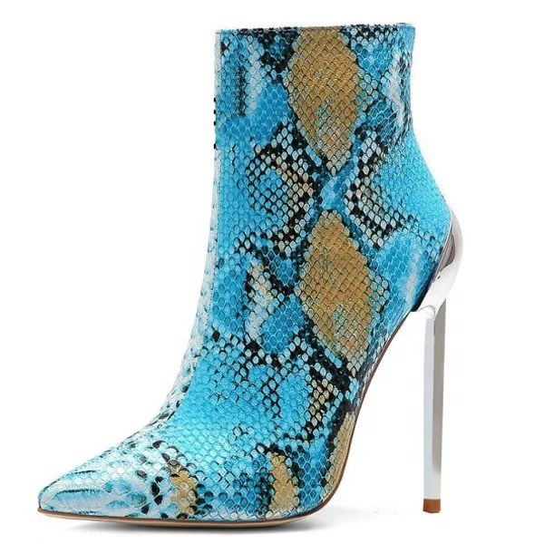 Blue Snakeskin Print Women High Heels Ankle Boots Large Size 45 Basic Metal Thin Heel Stiletto Dress Shoes Party Short Boots, Blue orange
Blue Snakeskin Print Women High Heels Ankle Boots Large Size 45 Basic Metal Thin Heel Stiletto Dress Shoes Party Short Boots, Blue orange