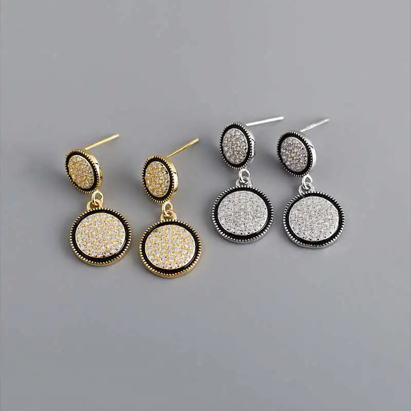 Trend silver jewelry minimalist gold plated round full diamond zircon drop earrings jewelry women
Trend silver jewelry minimalist gold plated round full diamond zircon drop earrings jewelry women