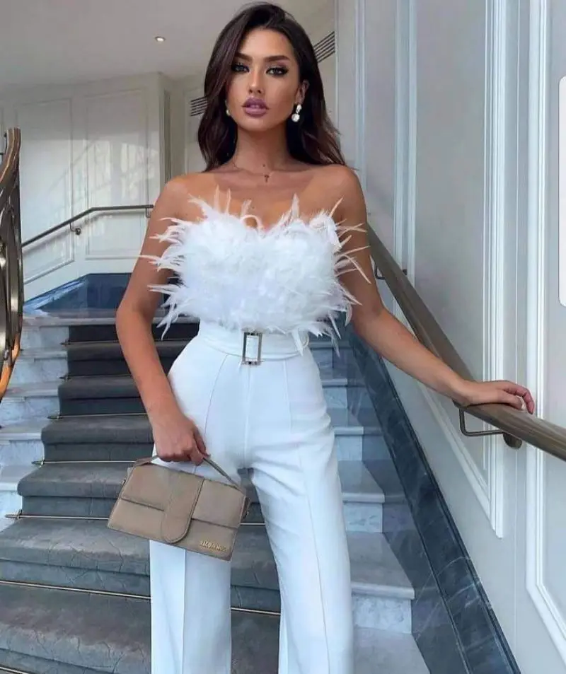 2022 New Ladies Fashion Dress Design Stylish Sleeveless Women bodysuit High Waist Strapless Sexy fashion jumpsuit with feather
2022 New Ladies Fashion Dress Design Stylish Sleeveless Women bodysuit High Waist Strapless Sexy fashion jumpsuit with feather