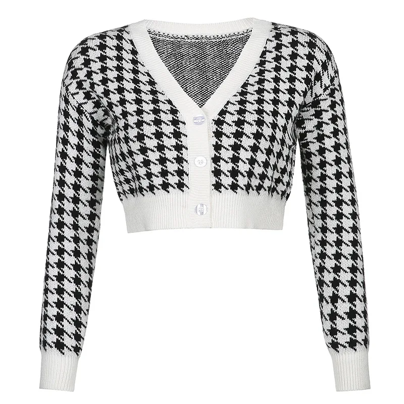 Fashion Check V-neck Lady Sweater Jacket Ladies Korean Style Sweater Ladies Knitted Sweater
Fashion Check V-neck Lady Sweater Jacket Ladies Korean Style Sweater Ladies Knitted Sweater