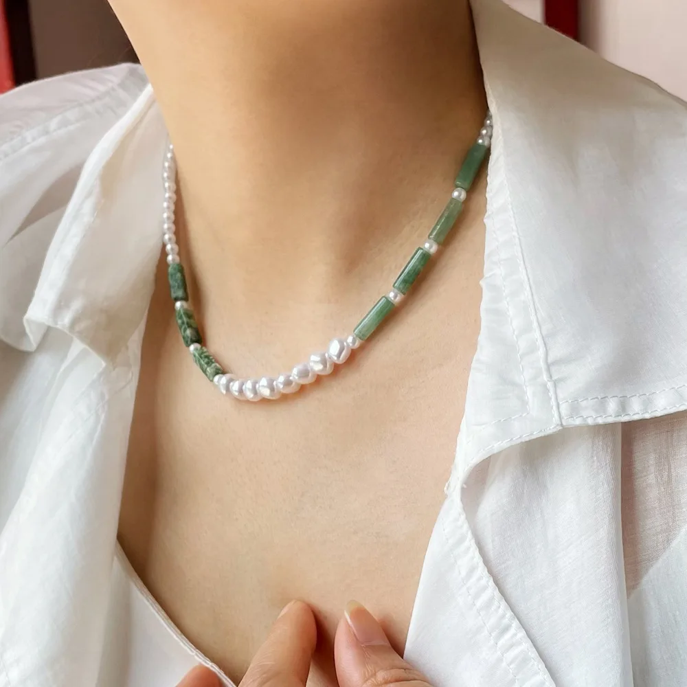 Wholesale Natural Onyx Geometric Baroque Pearl Bead Necklace Bohemian Freshwater Pearl Green Agate Necklace Jewelry For Women
Wholesale Natural Onyx Geometric Baroque Pearl Bead Necklace Bohemian Freshwater Pearl Green Agate Necklace Jewelry For Women