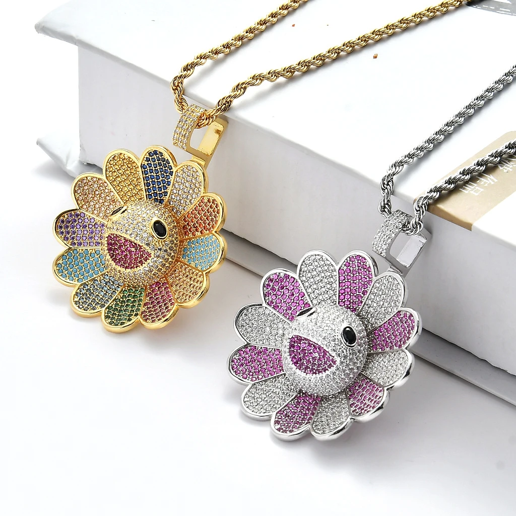 Men's Hip Hop Sun Flower Pendant Micro-inlaid Zircon Tide Brand Colorful Flower Rotating Pendant Necklace, Picture
Men's Hip Hop Sun Flower Pendant Micro-inlaid Zircon Tide Brand Colorful Flower Rotating Pendant Necklace, Picture
