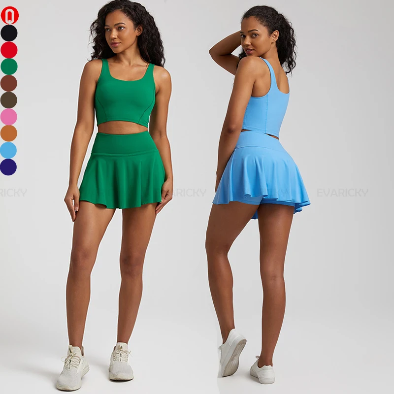 Inner Shorts Design Yoga Tennis Skirt U Neck Fitness Women Crop Top Sports Bra Running Fitness Activewear Workout Yoga Set
Inner Shorts Design Yoga Tennis Skirt U Neck Fitness Women Crop Top Sports Bra Running Fitness Activewear Workout Yoga Set