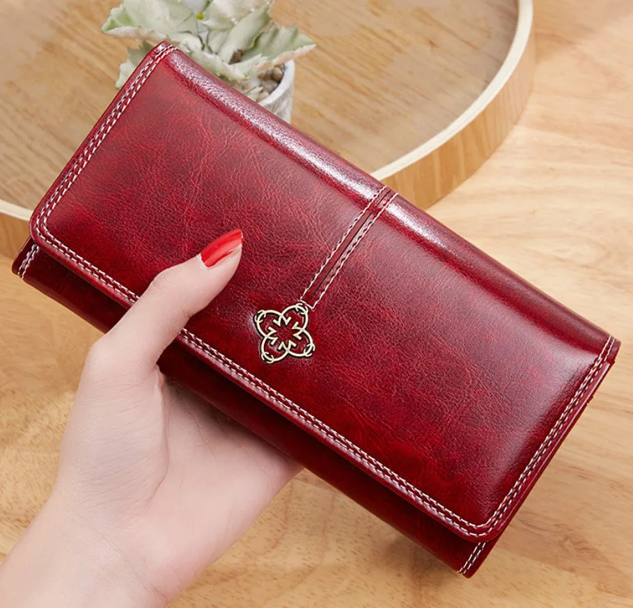 Beautiful Oil Wax Wallets Lady Trendy Fashion Vintage Stylish Luxury Waterproof Long Clutch PU Leather Ladies Purse
Beautiful Oil Wax Wallets Lady Trendy Fashion Vintage Stylish Luxury Waterproof Long Clutch PU Leather Ladies Purse
