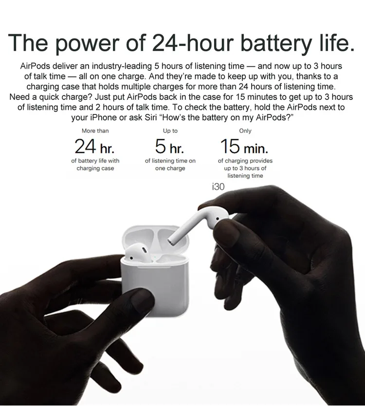 I130 Tws 1:1 Air2 Pop-Up Separate Use Wireless Earphone Qi Wireless Charging Earphones Pk W1Chip I90 I80 I60 I20 I30 Tws - ANKUX.COM