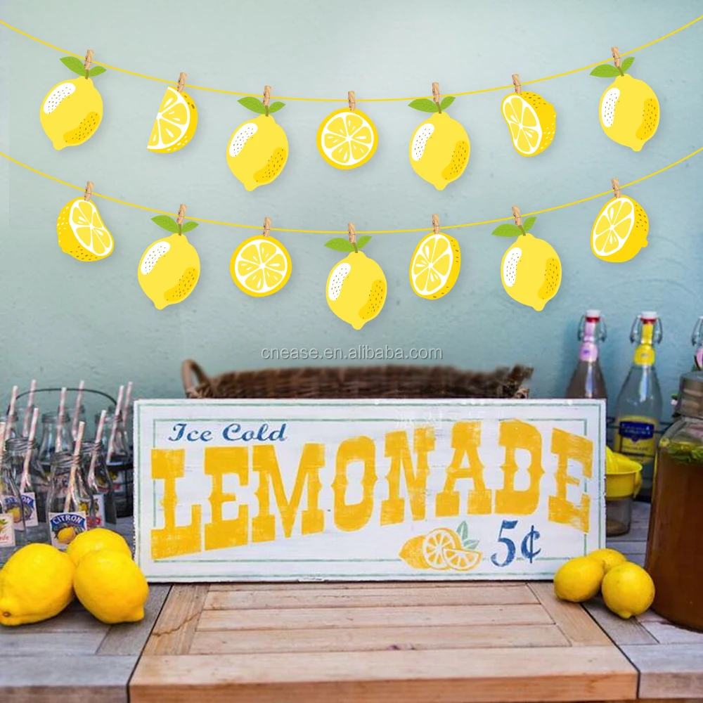 ba217 wedding decoration banner yellow lemon gift party supplies