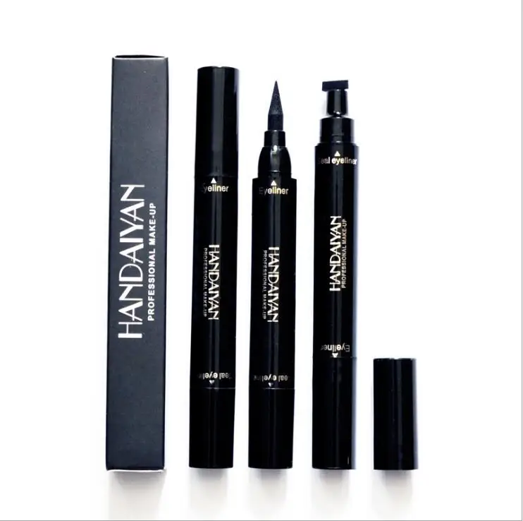 

HANDAIYAN Double-end Triangle Stamp Eyeliner 2-in-1 Waterproof Black Makeup Stamps Eyeliner Pencil, Black color