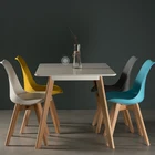 High Quality Morden Design Home Furniture TULIP Style Dining Room Plastic Chairs With Wood Legs Dining Chair