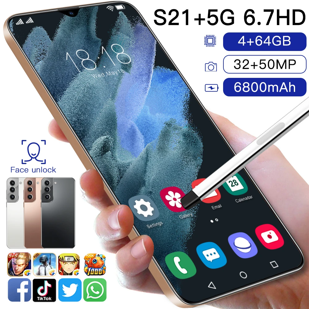 Hot Sell S21+ 5G Big Memory smart phone Qual-comm 888 6800mAh 6.7 Inch Android 11.0 Face ID Global Version mobile phone
Hot Sell S21+ 5G Big Memory smart phone Qual-comm 888 6800mAh 6.7 Inch Android 11.0 Face ID Global Version mobile phone