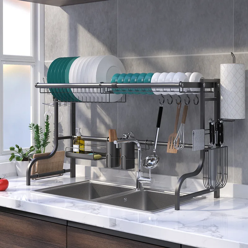 New 2021 kitchen storage adjustable hanging 2 tier over the sink dish drainer rack, Black
New 2021 kitchen storage adjustable hanging 2 tier over the sink dish drainer rack, Black