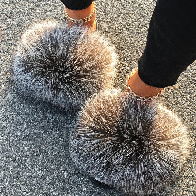 Wholesale Summer Flat Sandals Fashion Fur Slippers Fox Fur Slides Fluffy Women's Sandals Brown Luxury Fur Slides, Customized color
Wholesale Summer Flat Sandals Fashion Fur Slippers Fox Fur Slides Fluffy Women's Sandals Brown Luxury Fur Slides, Customized color