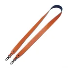 Manufacturer Wholesale Colored Yellow Customised PU Leather Double Clip Lanyard