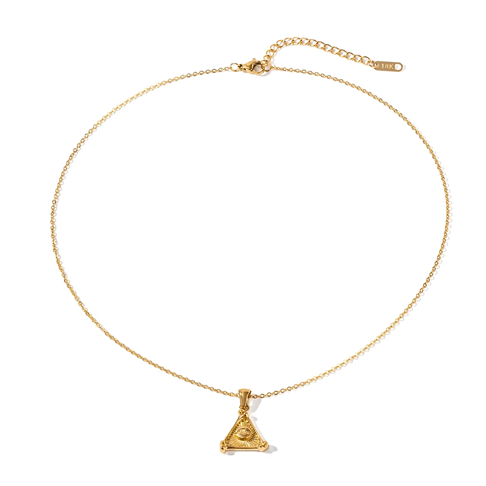 Hot Selling Triangle Devil's Eye Zircon Rimmed Pendant Necklace Stainless Steel Gold-plated Jewelry Necklace
Hot Selling Triangle Devil's Eye Zircon Rimmed Pendant Necklace Stainless Steel Gold-plated Jewelry Necklace