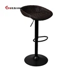Simple and Stylish Style Rattan Bar Stools with Metal Base