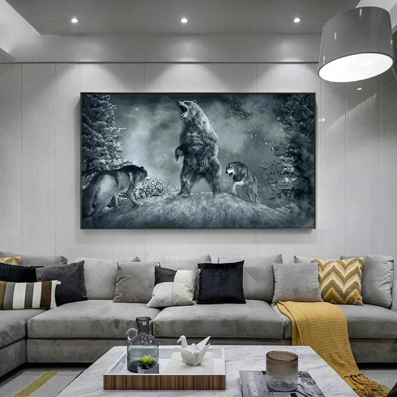Bear and wolf fight illustration Painting on Canvas Cuadros Posters and Prints Wall Art Picture for Living Room Bedroom Decor
Bear and wolf fight illustration Painting on Canvas Cuadros Posters and Prints Wall Art Picture for Living Room Bedroom Decor
