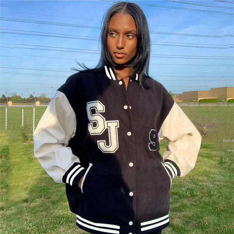 2022 Fall Fashion Stand-up Collar Long-sleeved Jacket Baseball Uniform Jacket Women custom varsity jacket, Black
2022 Fall Fashion Stand-up Collar Long-sleeved Jacket Baseball Uniform Jacket Women custom varsity jacket, Black