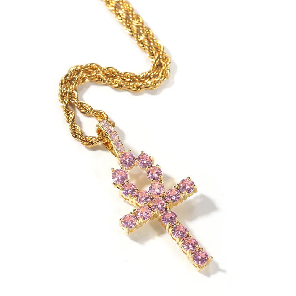 Hiphop Jewelry Stainless Steel Twisted Rope Chain Necklace Stainless Steel Pink Zircon Cross Pendant Necklace
Hiphop Jewelry Stainless Steel Twisted Rope Chain Necklace Stainless Steel Pink Zircon Cross Pendant Necklace