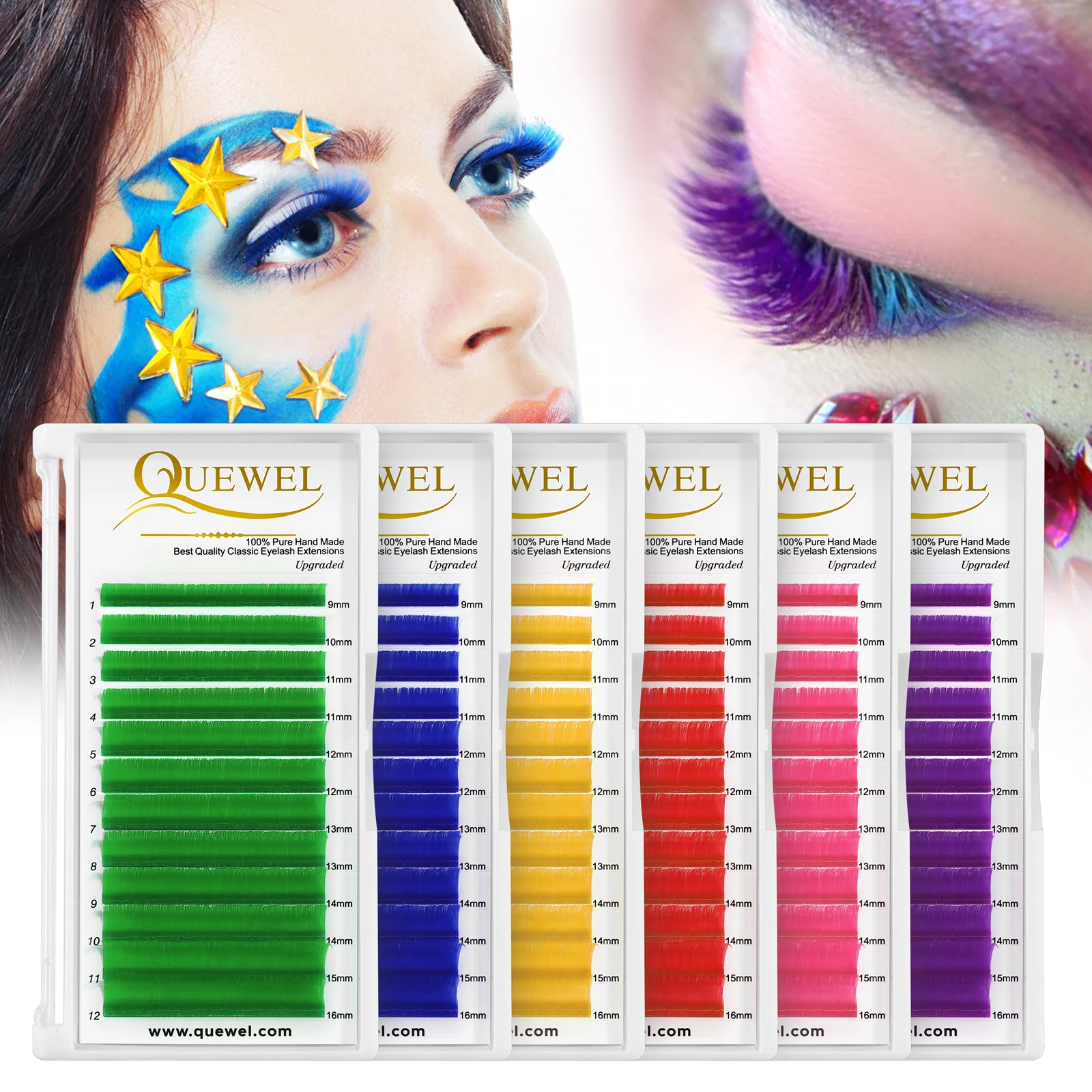 Quewel Colored Eyelashes Color Lashes Easy Fan Eyelash Extentions, Pink/red/yellow/blue/green/purple
Quewel Colored Eyelashes Color Lashes Easy Fan Eyelash Extentions, Pink/red/yellow/blue/green/purple
