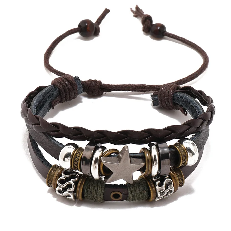 Multilayer Leather Bracelet Alloy Cross Star Charm Adjustable Bracelets Jewelry For Men and Women
Multilayer Leather Bracelet Alloy Cross Star Charm Adjustable Bracelets Jewelry For Men and Women