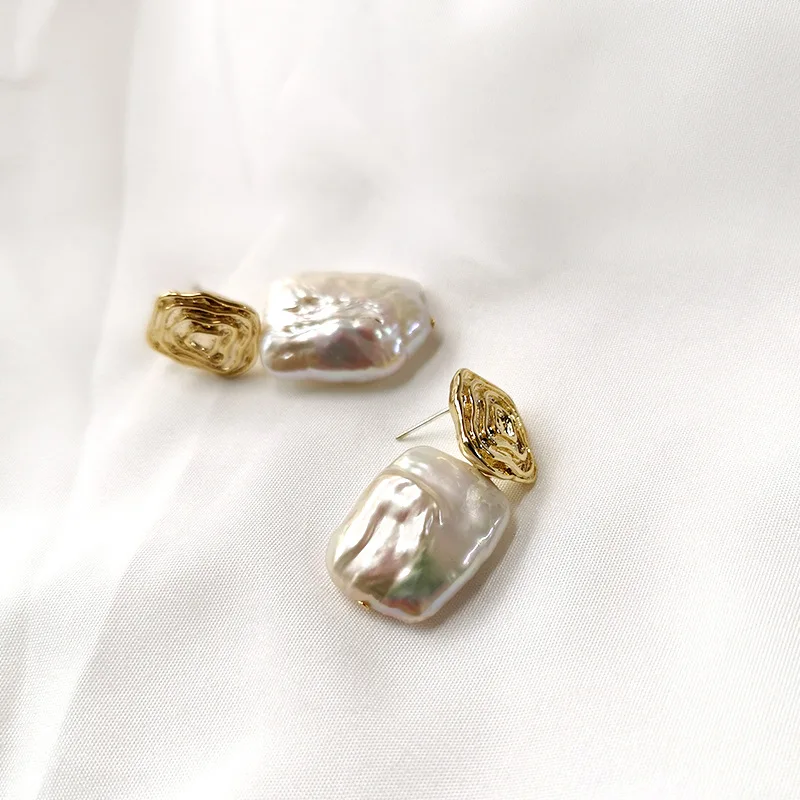 Wedding Party Elegant Jewelry Geometric Square Baroque Pearl Drop Earrings Irregular Natural Freshwater Pearl Earrings for Bride
Wedding Party Elegant Jewelry Geometric Square Baroque Pearl Drop Earrings Irregular Natural Freshwater Pearl Earrings for Bride