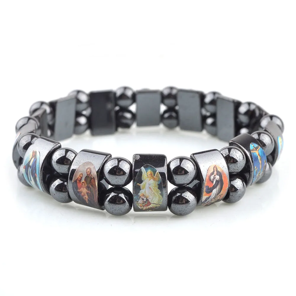 Religious Saints Hematite Women Bracelets Catholic Saints Icons Hematite Men Wrist Bracelets
Religious Saints Hematite Women Bracelets Catholic Saints Icons Hematite Men Wrist Bracelets