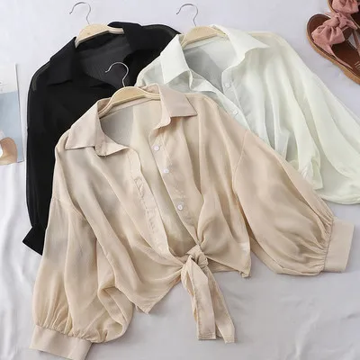New 2022 Summer Half Sleeve Buttoned Up Shirt Loose Casual Blouse Chiffon Shirts Women Tied Waist Elegant Blouses for Women
New 2022 Summer Half Sleeve Buttoned Up Shirt Loose Casual Blouse Chiffon Shirts Women Tied Waist Elegant Blouses for Women