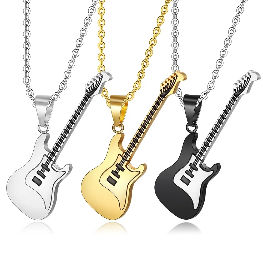 New 1 pc Gold Black Fashion Men Women Stainless Steel Rock Music Guitar Pendant Jewelry Chain Necklace
New 1 pc Gold Black Fashion Men Women Stainless Steel Rock Music Guitar Pendant Jewelry Chain Necklace