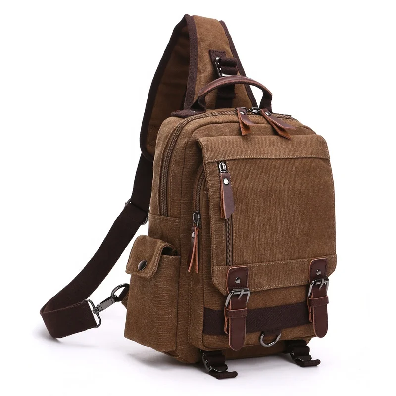 factory wholesale luxury stylish leather men cross body single shoulder strap laptop canvas messenger bag