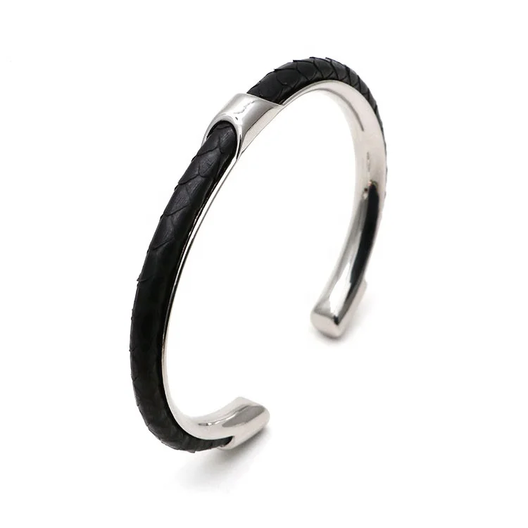 HS Jewelry 100% Handmade Genuine Python Leather Bracelet Metal Bangle For Men Women Leather Bracelet with Stainless Steel, Accept customized color
HS Jewelry 100% Handmade Genuine Python Leather Bracelet Metal Bangle For Men Women Leather Bracelet with Stainless Steel, Accept customized color