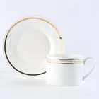 270cc Fine Bone China Coffee Tea Cups and Saucers Sets With Gold Lines Printed