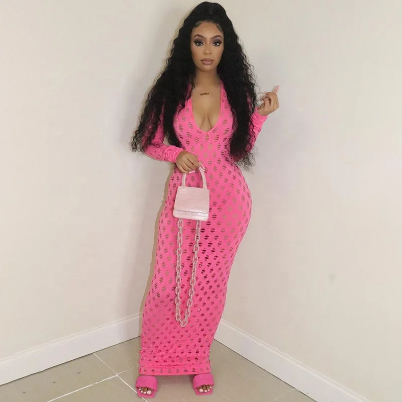 2021 Summer sexy slim wrap buttocks long sleeve mesh hollw out women bodycon bandage dress
2021 Summer sexy slim wrap buttocks long sleeve mesh hollw out women bodycon bandage dress