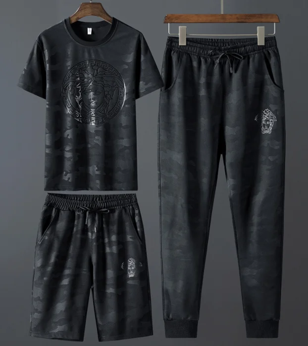 Short-sleeved T-shirt Casual Sports Suit Summer Loose Plus Size Shorts Three-piece Set Gym Mens Sports Shorts For Men, Solid color, dense pattern, stripes, camouflage
Short-sleeved T-shirt Casual Sports Suit Summer Loose Plus Size Shorts Three-piece Set Gym Mens Sports Shorts For Men, Solid color, dense pattern, stripes, camouflage