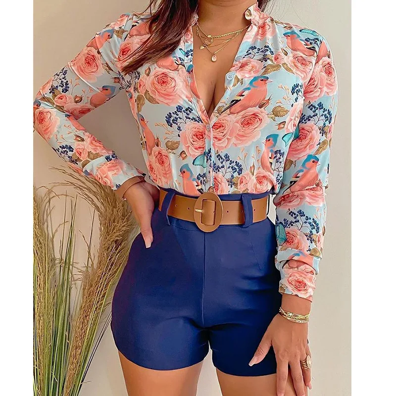 Liu Ming 2022 Hot Selling Women Outfits Casual Beach Floral PrInted Long Sleeve Shirt And Shorts 2 Piece Set, Customized color
Liu Ming 2022 Hot Selling Women Outfits Casual Beach Floral PrInted Long Sleeve Shirt And Shorts 2 Piece Set, Customized color