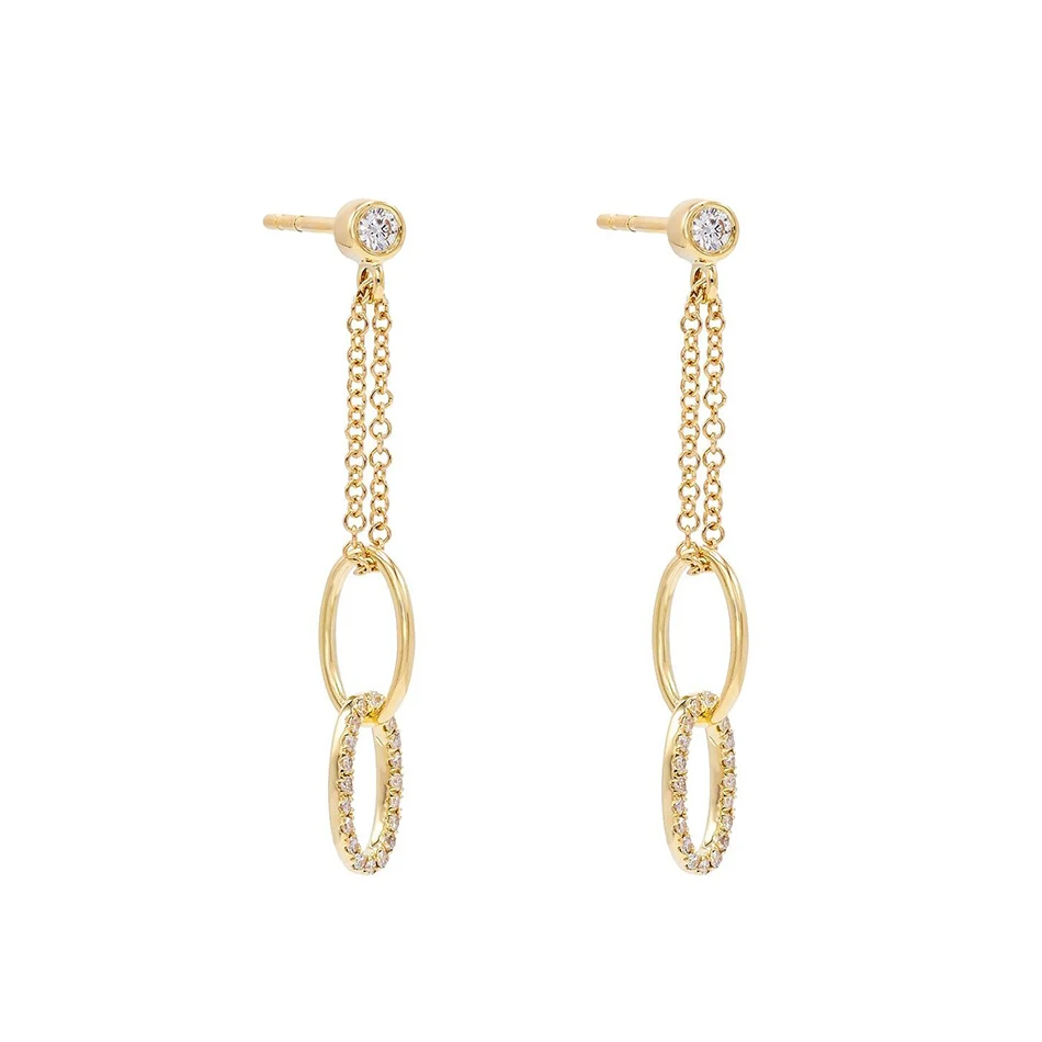 925 Sterling Silver Gold Plated Cubic Zircon Oval Drop Chain Stud earrings For Woman Fashion Jewelry
925 Sterling Silver Gold Plated Cubic Zircon Oval Drop Chain Stud earrings For Woman Fashion Jewelry