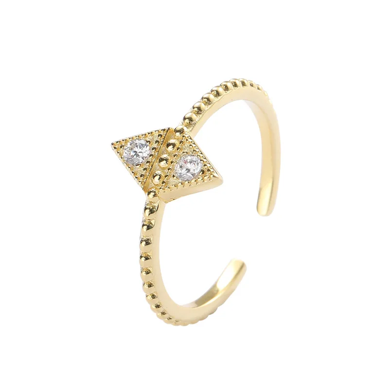 Gold Crystal Rhinestone Diamond Shape 925 Rings Adjustable Sterling Silver Rhombus Triangle Simple Rings, Picture
Gold Crystal Rhinestone Diamond Shape 925 Rings Adjustable Sterling Silver Rhombus Triangle Simple Rings, Picture