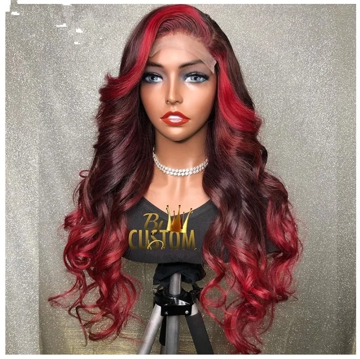 1B/Red Body Wave Highlight Human Hair Lace Front Wig Mixed Color Peruvian Human Hair Wigs For Sales
1B/Red Body Wave Highlight Human Hair Lace Front Wig Mixed Color Peruvian Human Hair Wigs For Sales