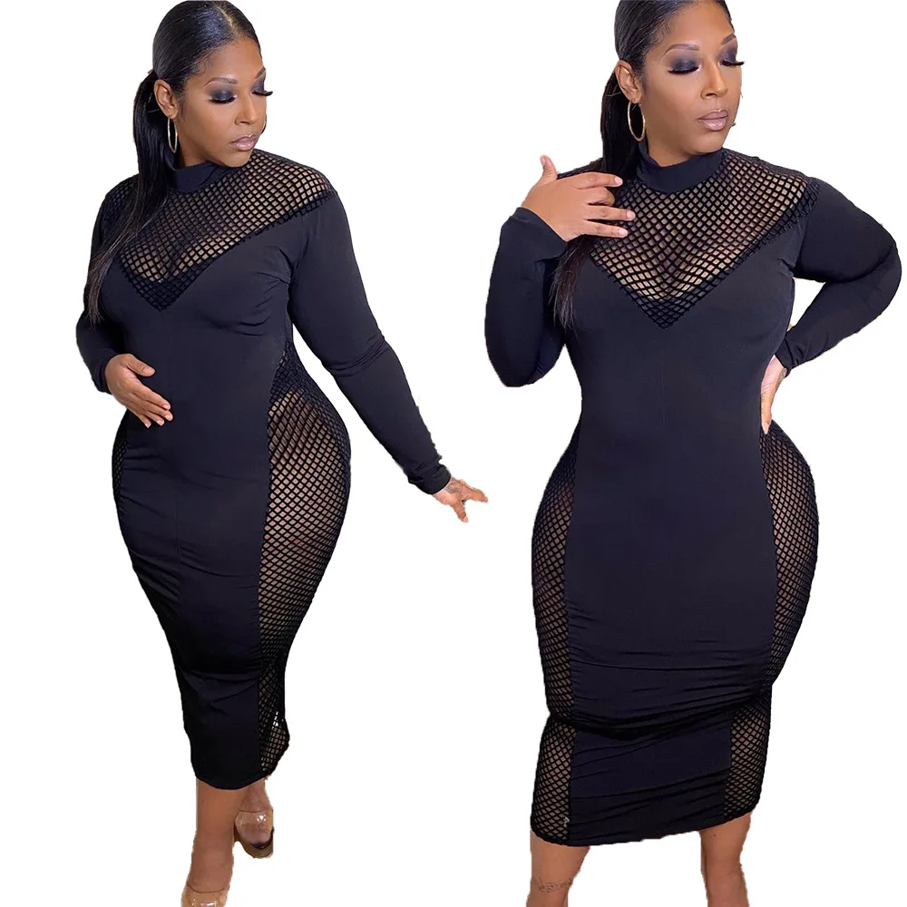 Plus size trendy clothing long sleeve maxi dress sexy new arrival mesh stitching long-sleeved see-through dress, Picture
Plus size trendy clothing long sleeve maxi dress sexy new arrival mesh stitching long-sleeved see-through dress, Picture