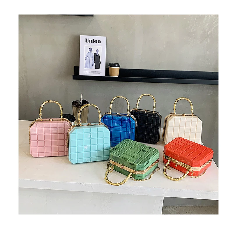 Acrylic Plaid Chain Crossbody Bags Designer Luxury Metal Handle Small Tote Bag Link Pattern PVC Purses and Handbags Party Clutch
Acrylic Plaid Chain Crossbody Bags Designer Luxury Metal Handle Small Tote Bag Link Pattern PVC Purses and Handbags Party Clutch