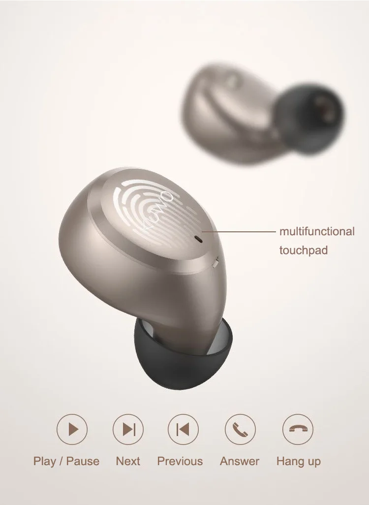 KUWO TWS Wireless Stereo Earphones Noise reduction with Bluetooth 5.0 Headset Fingerprint Touch Control Mic Earbuds - ANKUX.COM