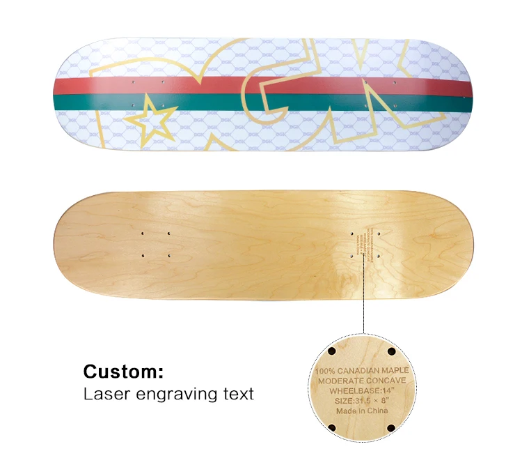 Pro Quality 8'' 7ply Canadian Maple With Epoxy Glue Skateboard Deck For